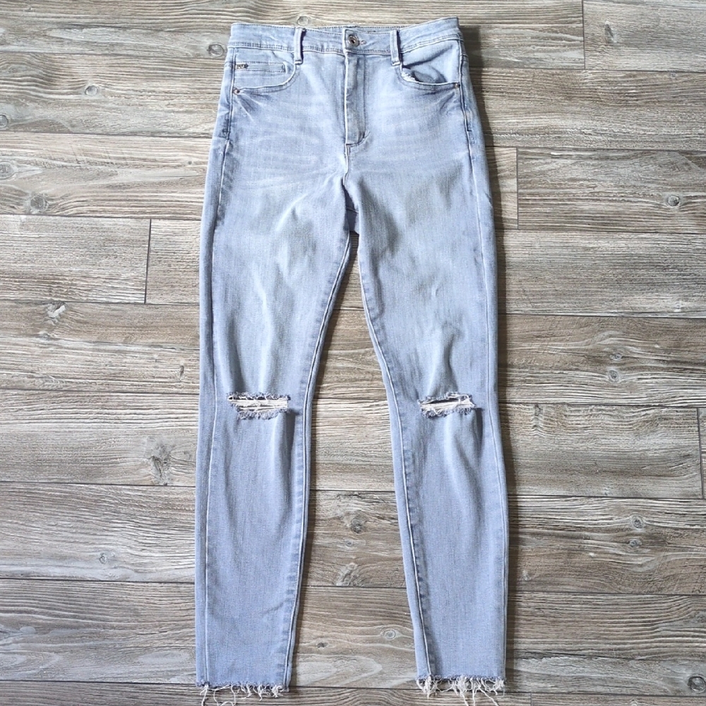 TractrBLU Light Blue Distressed High-Rise Skinny Jeans Size 26